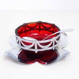 Silver metal sugar and red glass