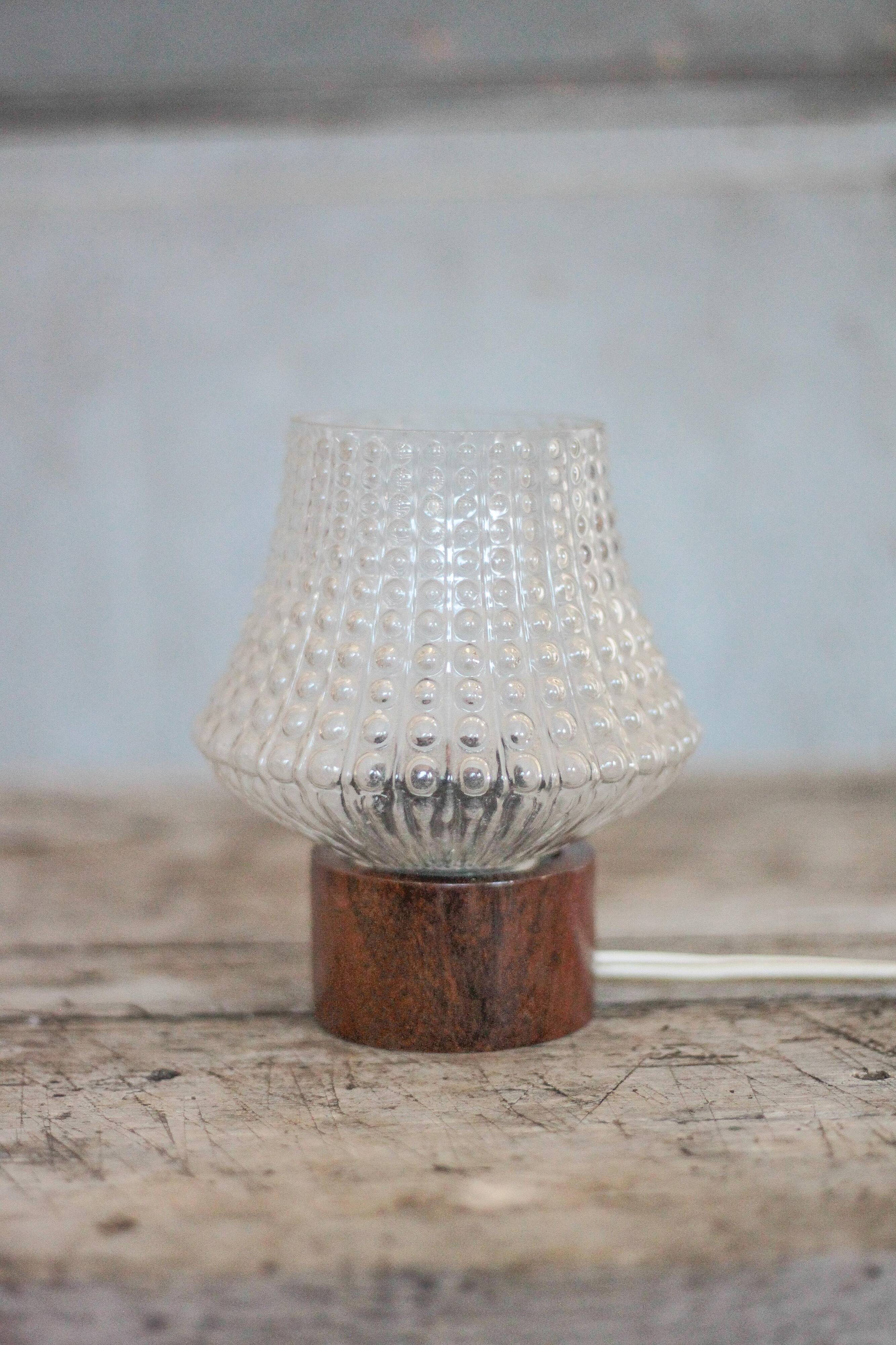 Vintage table lamp, Philips lamp, wood and glass lamp