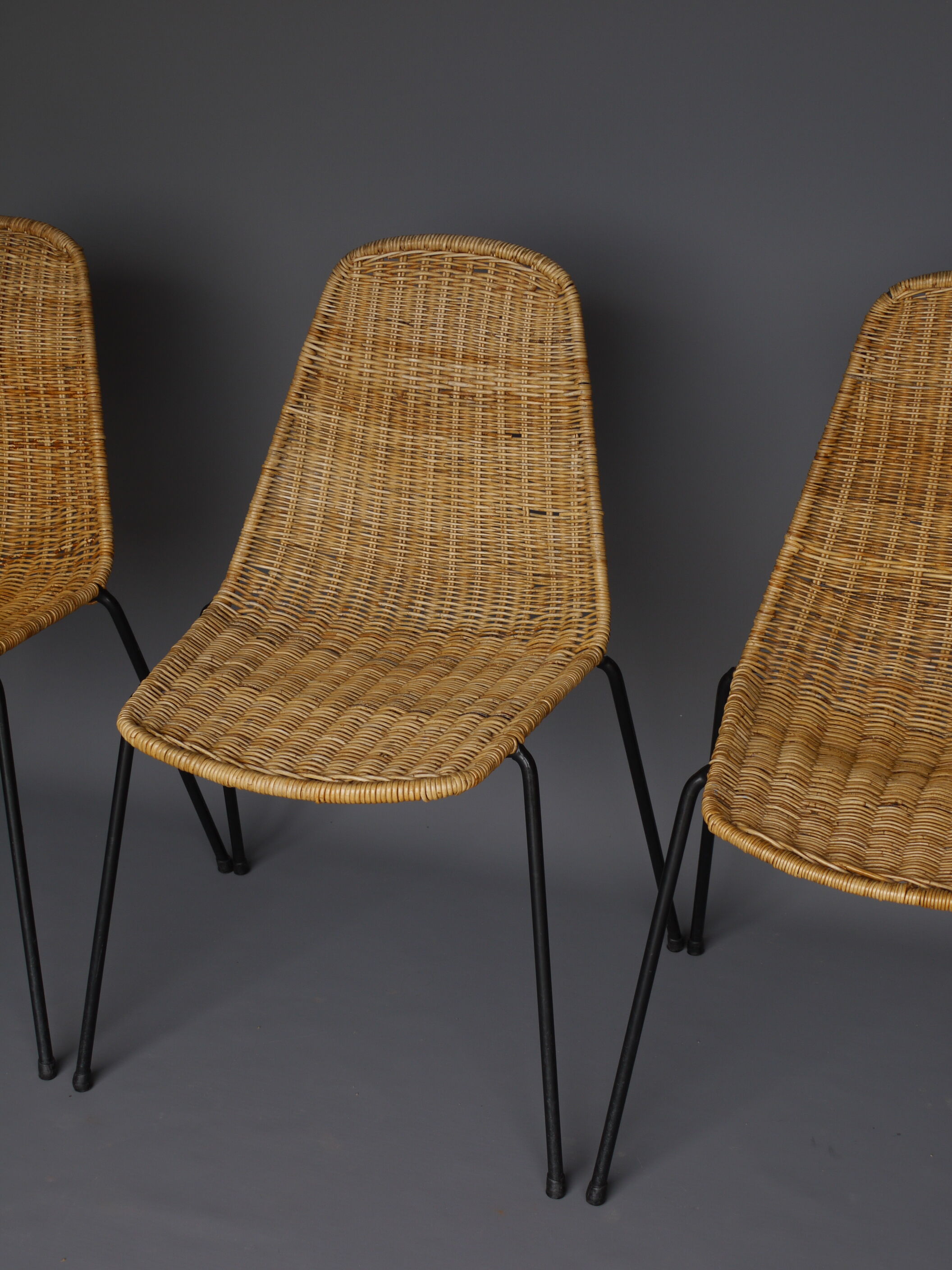 Mid-Century Wicker Chairs by Gian Franco Legler, 1950s. Set of 4