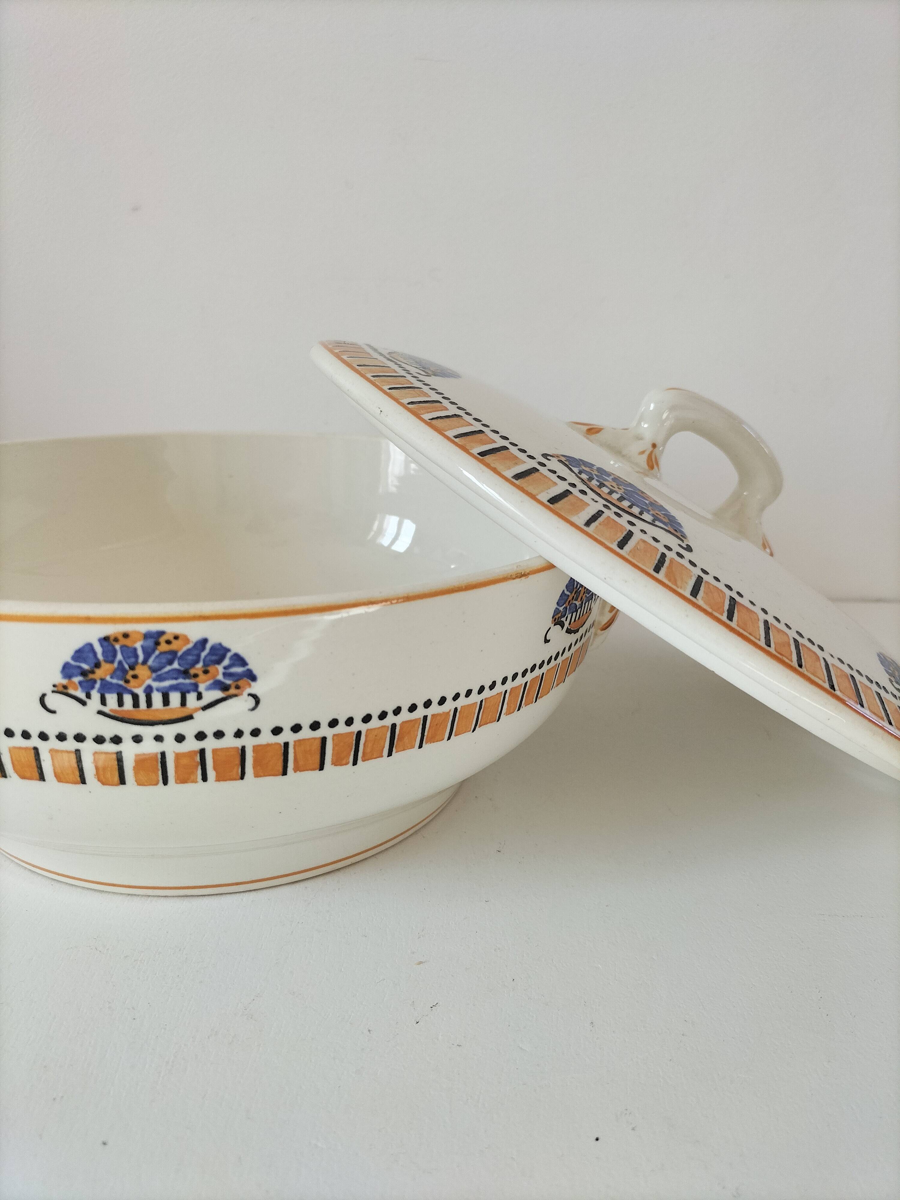 Art Deco Longwy earthenware soup tureen