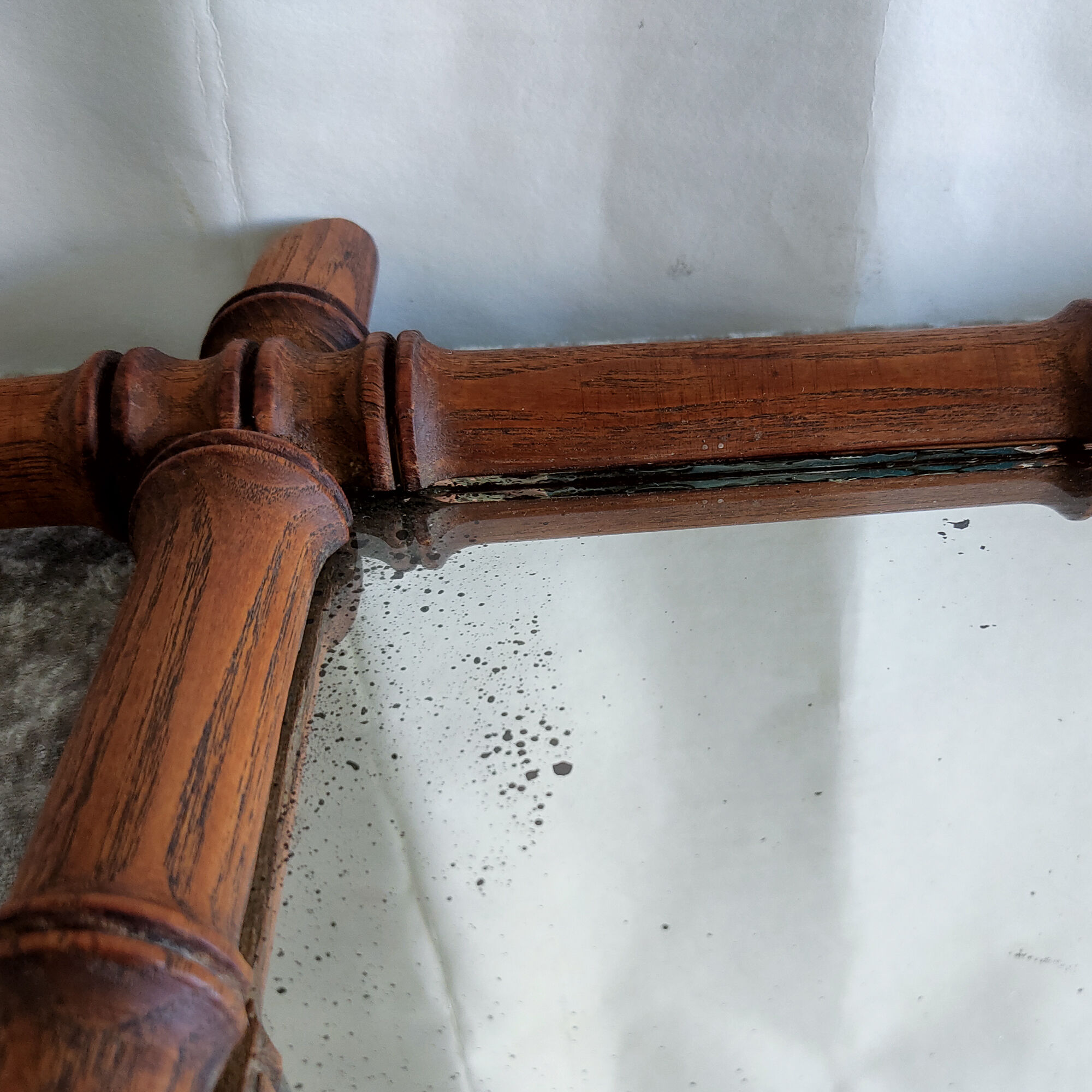 Wooden barber mirror imitation bamboo from the 20s