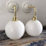 Pair of white opaline sconces