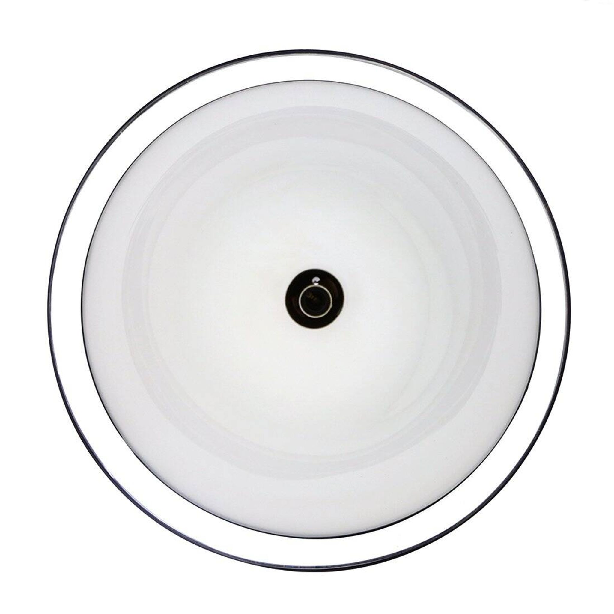 Plafonnier en verre blanc avec bords noirs, années 1970