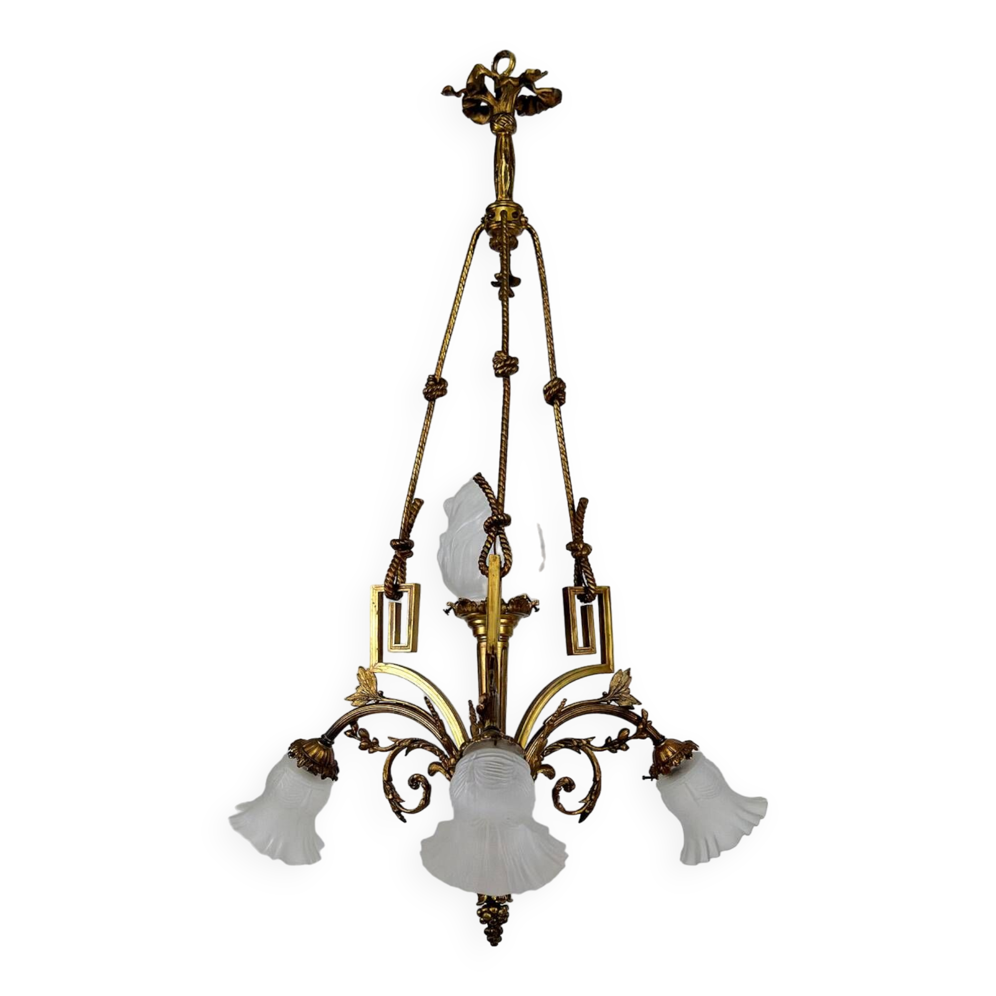 Louis XVI Neoclassical style chandelier in gilded bronze, France, Circa 1900