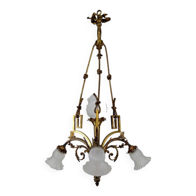 Lustre style Louis XVI Neoclassique en Bronze doré, France, Circa 1900