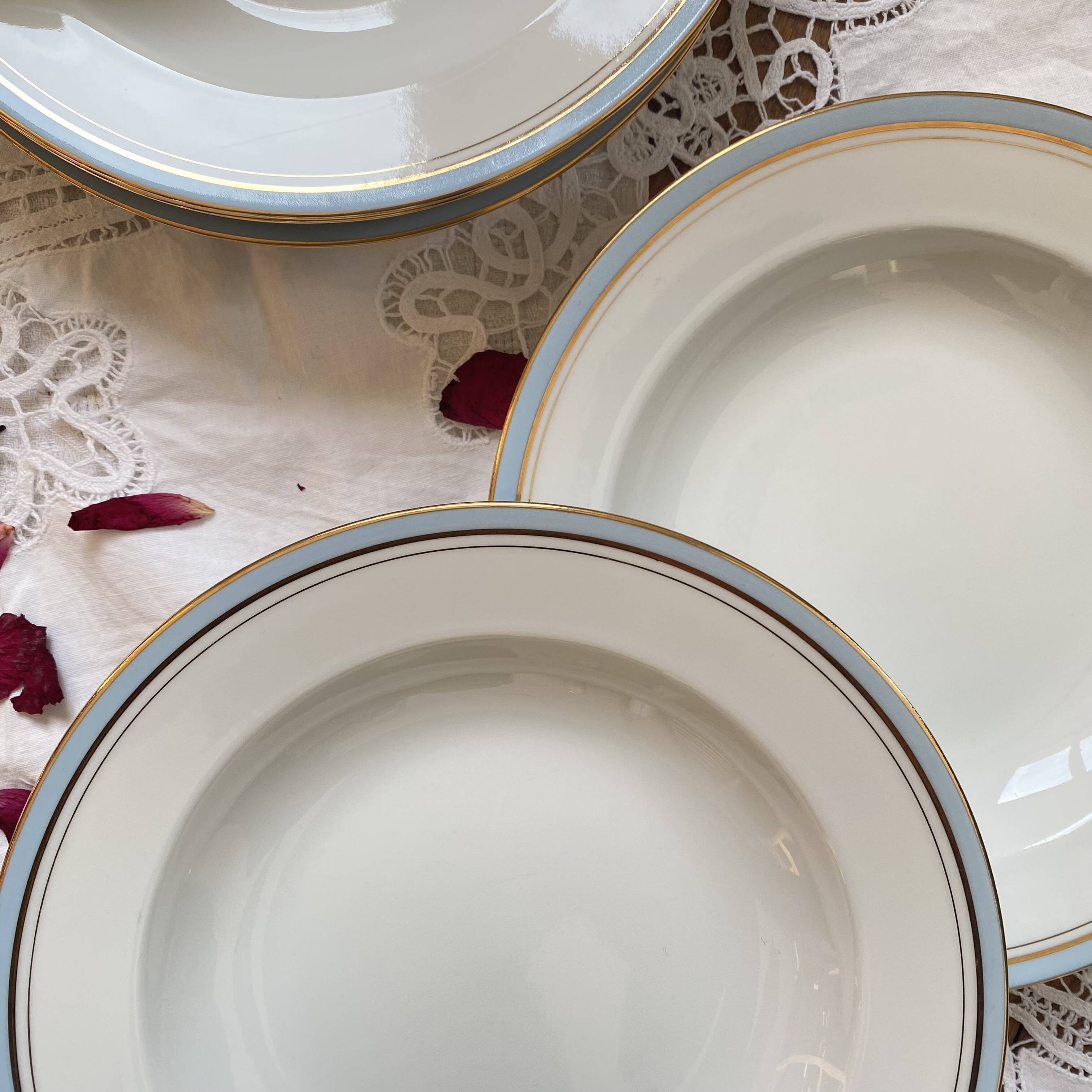 11 antique porcelain soup plates from the Couleuvre factory
