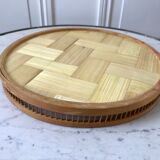 Rattan and butterfly tray in taxyderma 60s-70s