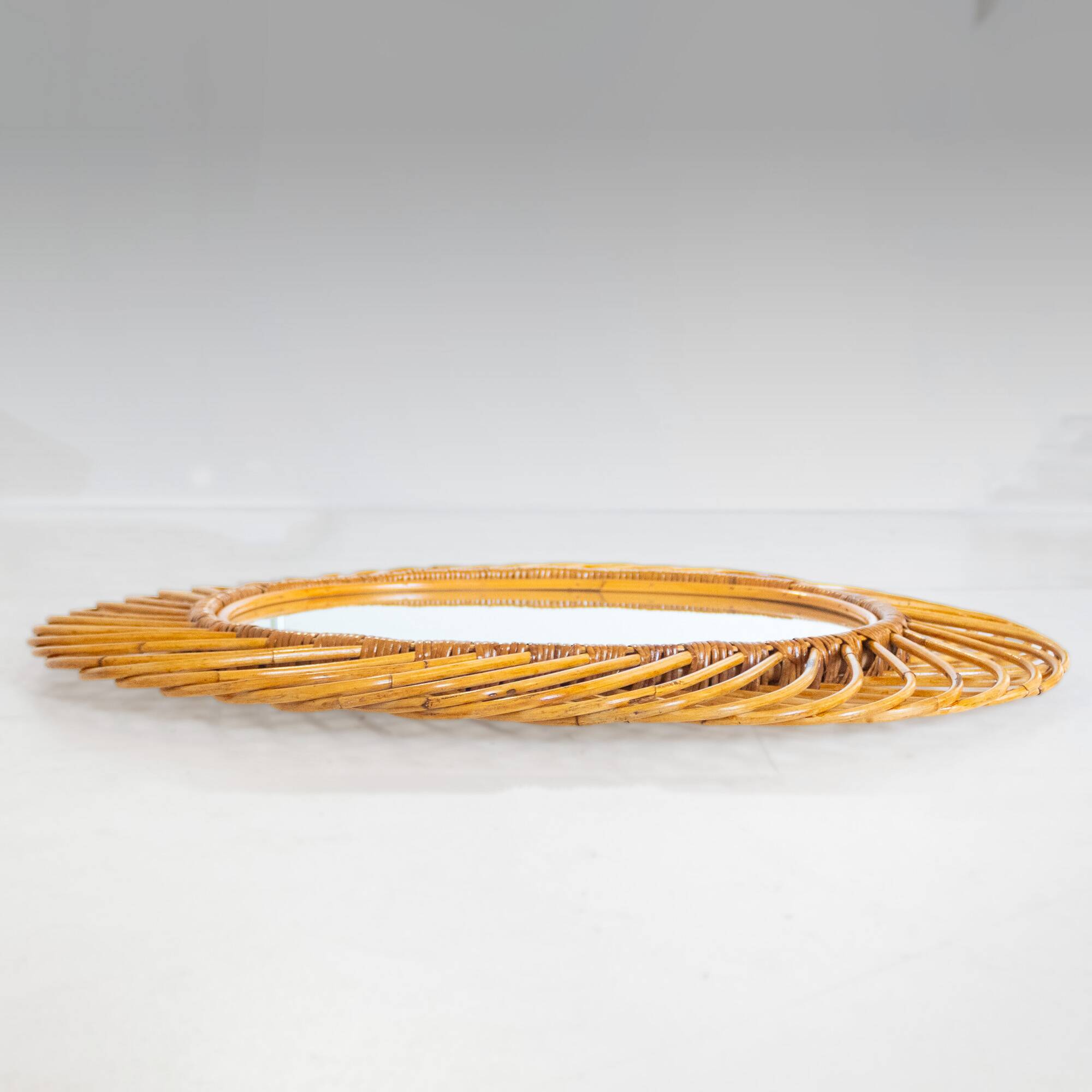 Mid- Century Modern Sunburst Bamboo Mirror, Franco Albini, Italy 1960s
