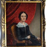 Portrait miniature d'une jeune femme de style Biedermeier du XIXe siècle