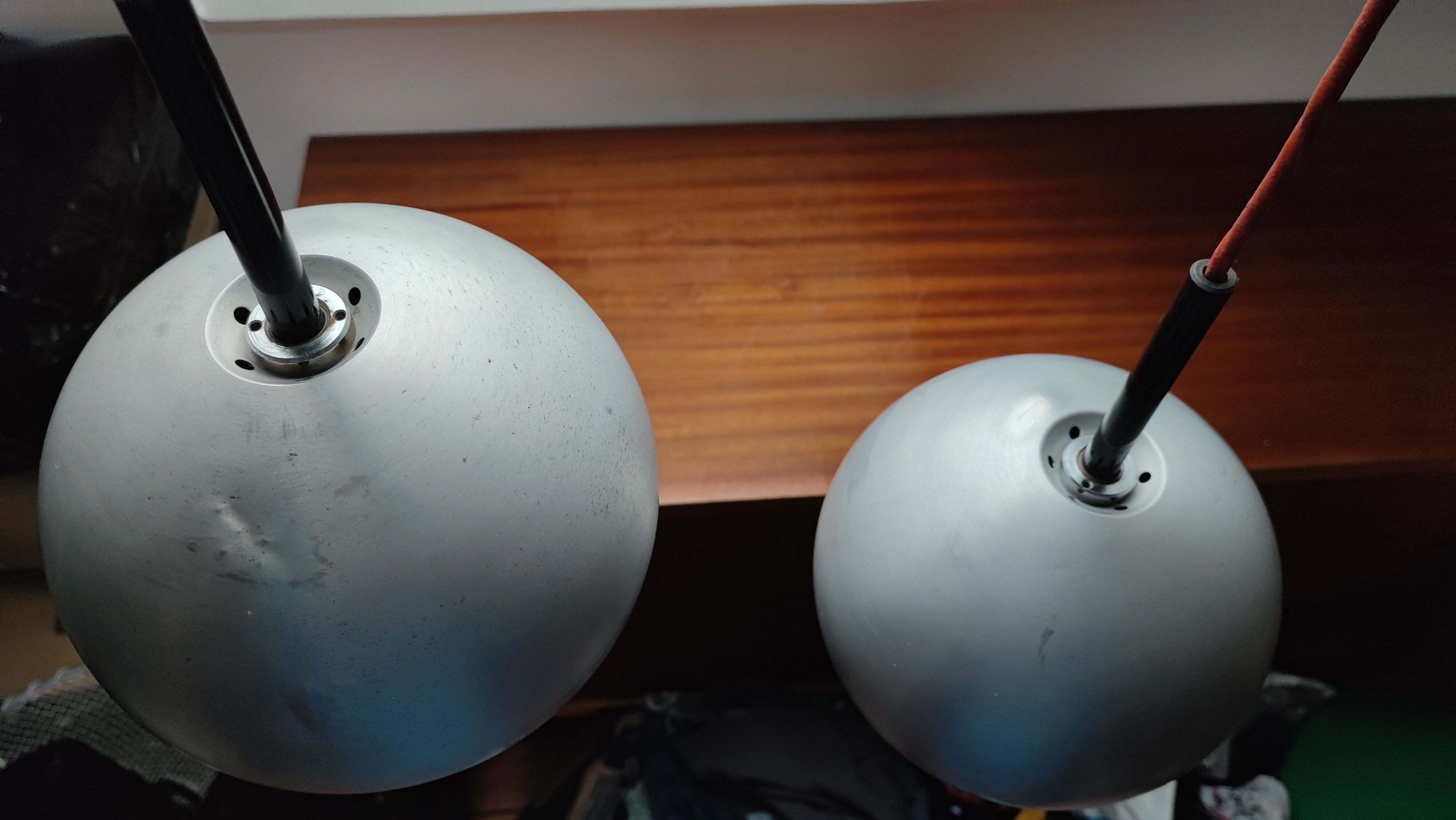 Duo of Erco 1970 aluminum suspensions