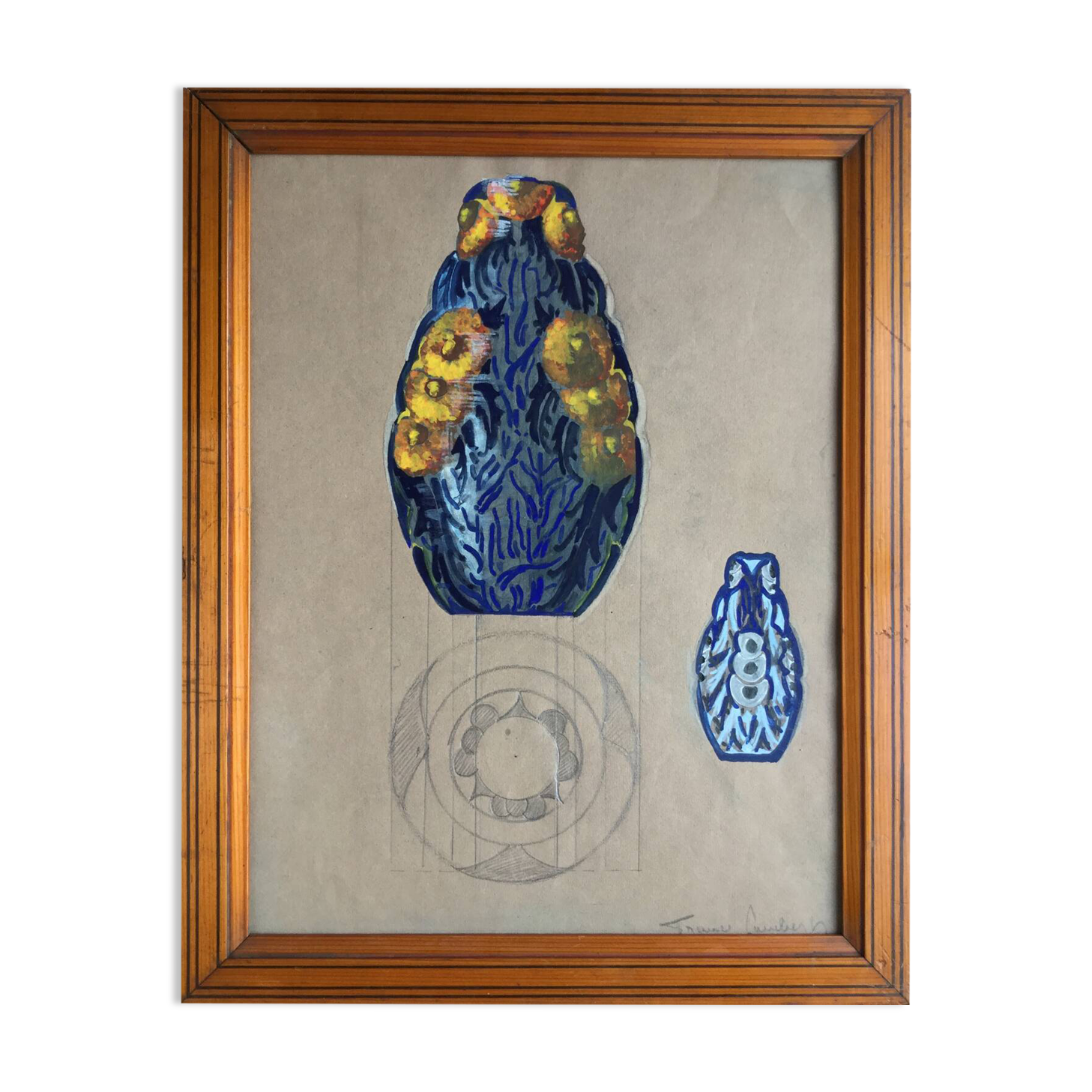 France LAMBERT 1902-1981. Gouache. Art Deco vase design, circa 1925.