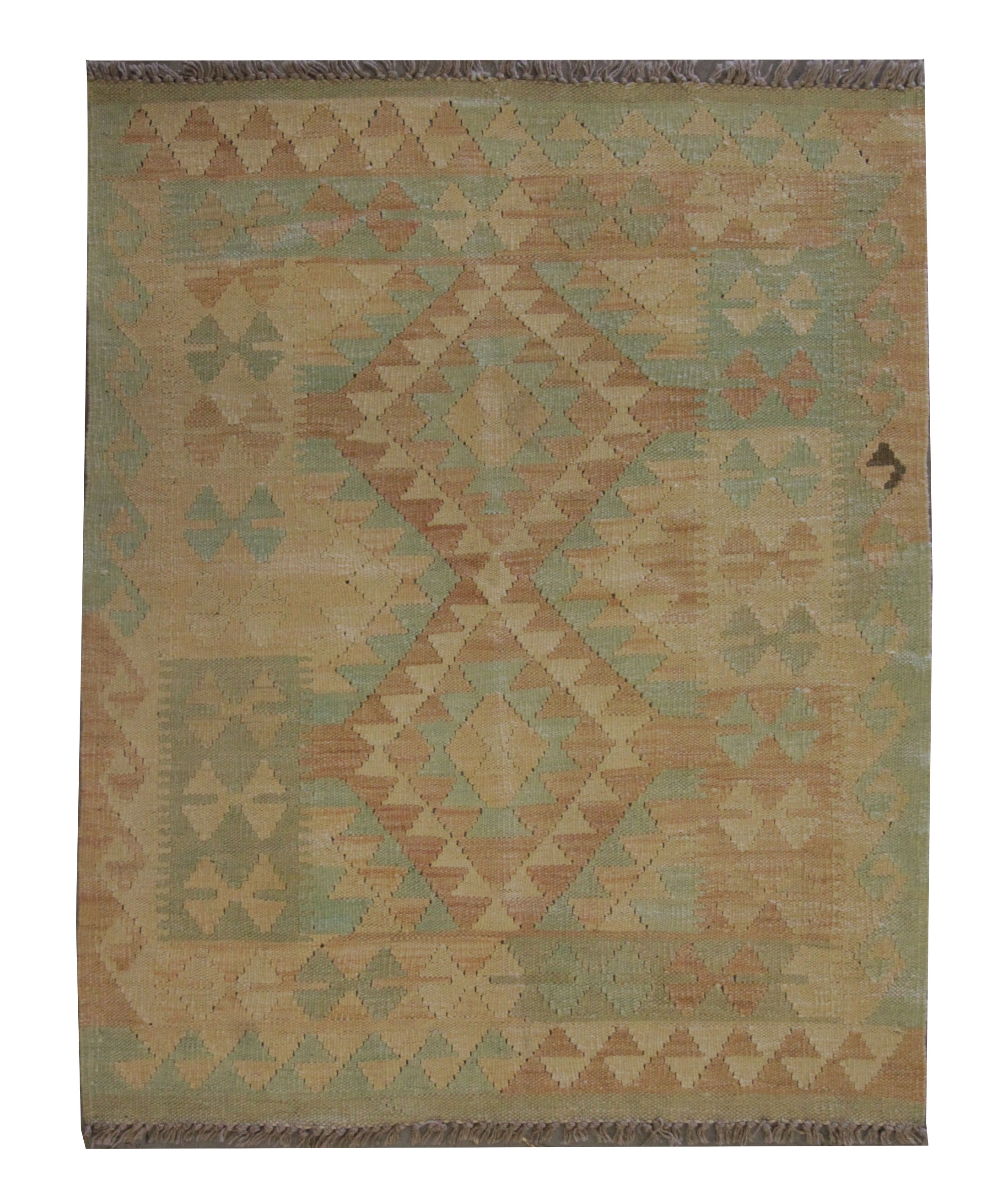 Handmade Cream Wool Kilim Traditional geometric Oriental Area Rug- 83x105cm