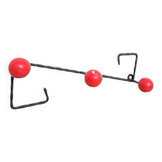 Vintage red ball coat rack