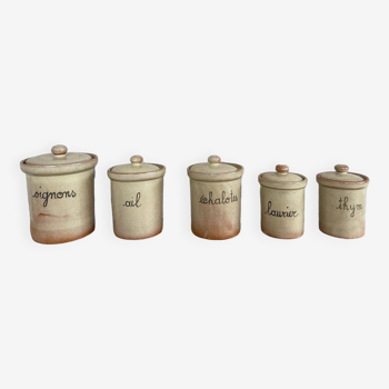 Série de 5 pots/bocaux de cuisine d’antan