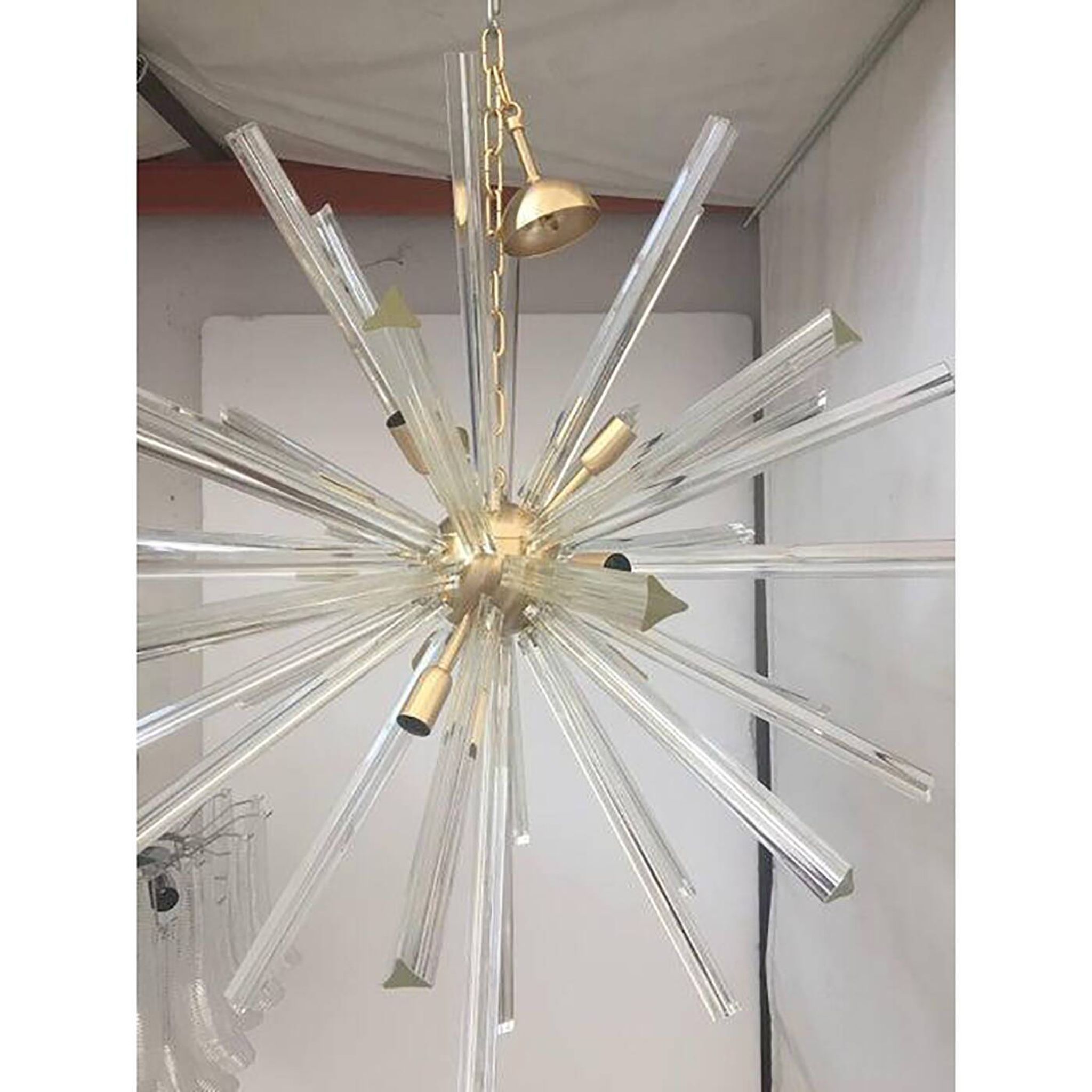 Lustre Triedo Spoutnik en verre transparent de style Murano