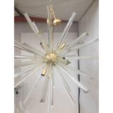 Lustre Triedo Spoutnik en verre transparent de style Murano