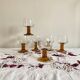 6 medium antique seventies stemmed glasses, amber brown base, wine or water