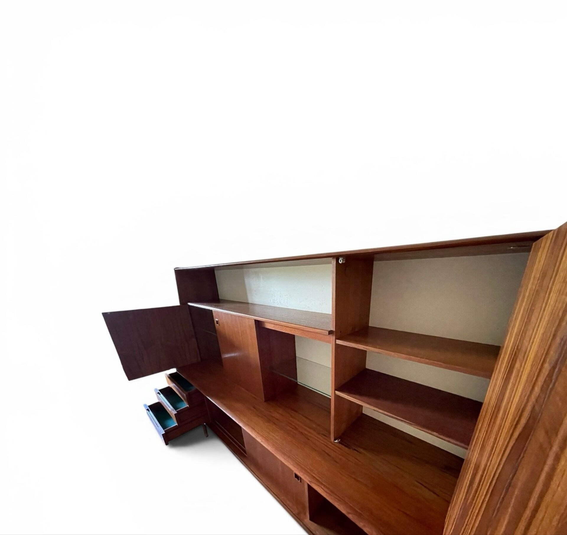 Scandinavian vintage teak library enfilade Denmark design -1960