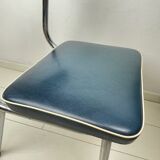 Chaise Gispen pour enfants en vinyle chrome et bleu
