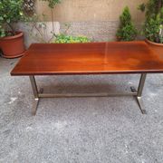 Vintage Desk Table in Wood and Chromed Metal by Gianno Moscatelli for Formanova, 1960s