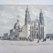 Cathedral of Chihuahua, Mexico. Printed illustration from 1861.