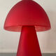 Vintage red glass mushroom lamp