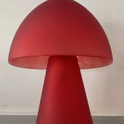 Lampe champignon vintage en verre rouge 