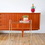 Vinyl trolley in teak and gold metal 1960