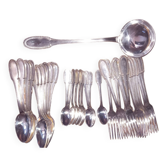 Ménagère métal argenté ercuis dans son coffret modèle godrons