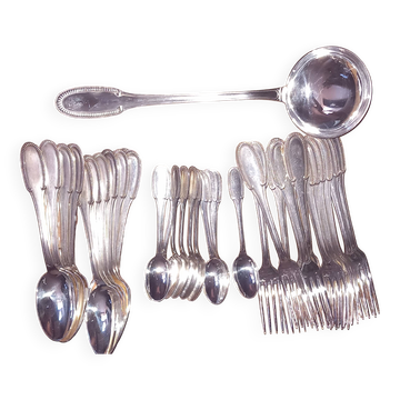 Silver-plated metal cutlery set ercuis in its gadroons model box