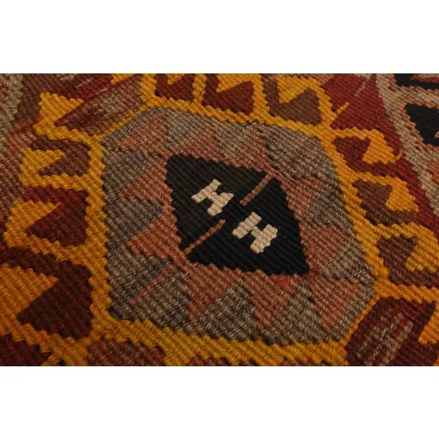 1970s Vintage Turkish Oushak Handmade Wool Cotton Orange Runner Rug 132X341