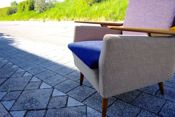 Fauteuil vintage italien accoudoir bomrang