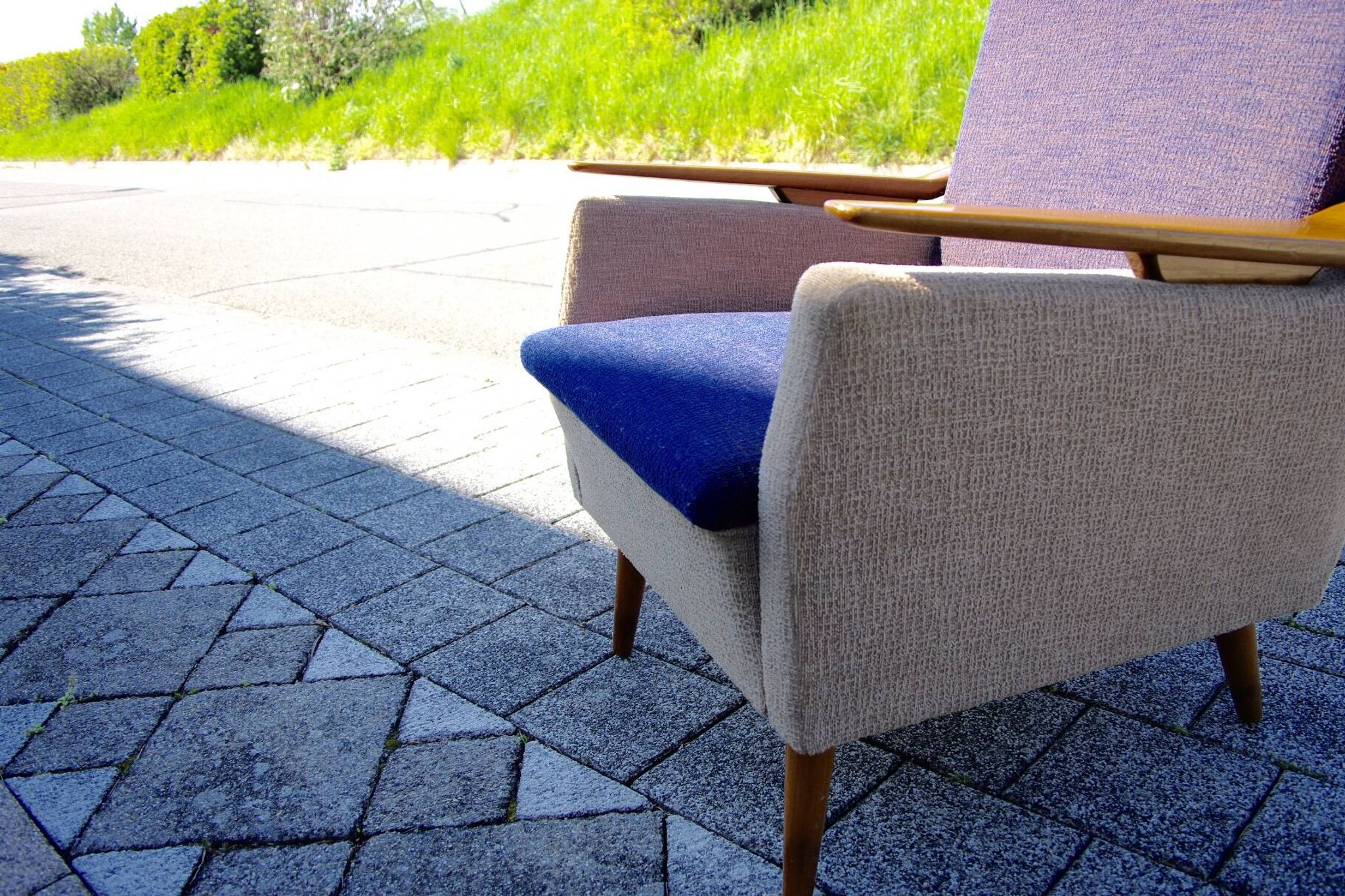 Fauteuil vintage italien accoudoir bomrang
