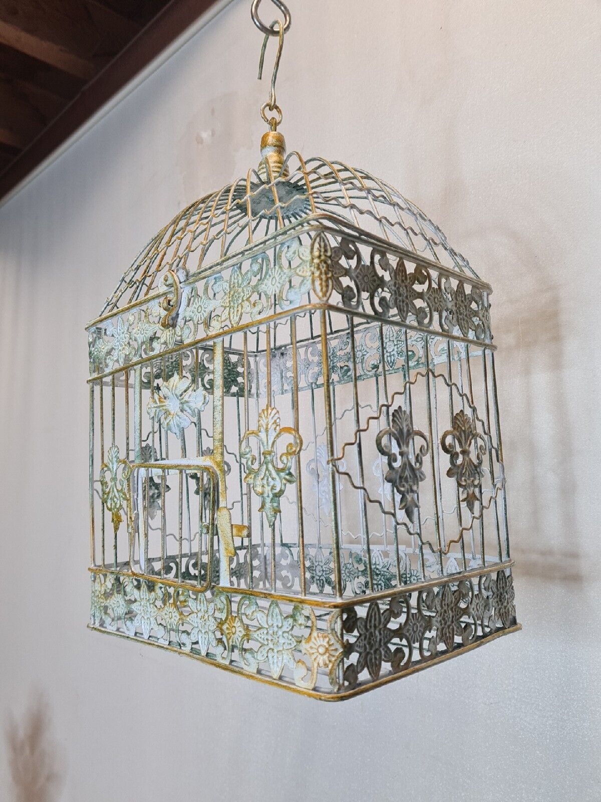 Weathered iron birdcage