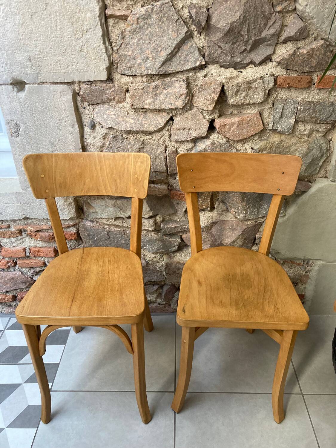 Renovated bistro chair pair