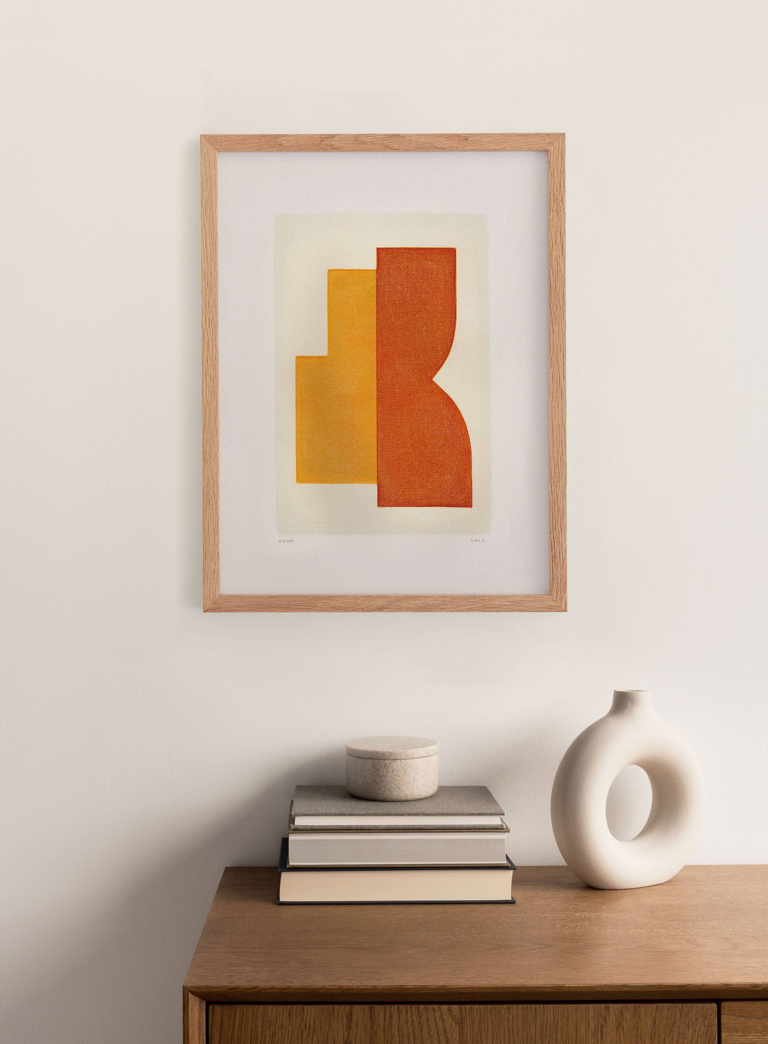Painting on paper - ella - yellow and orange - signed eawy