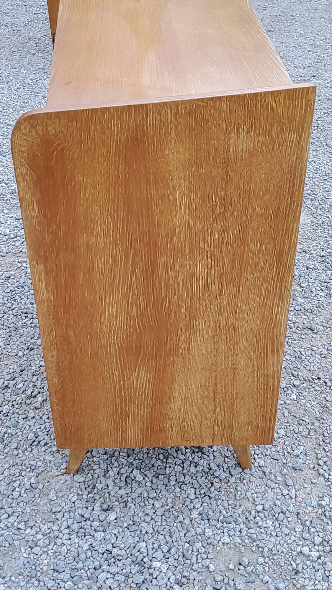 Vintage chest of drawers in golden blond oak legs compass and fins 3 drawers from the 50s