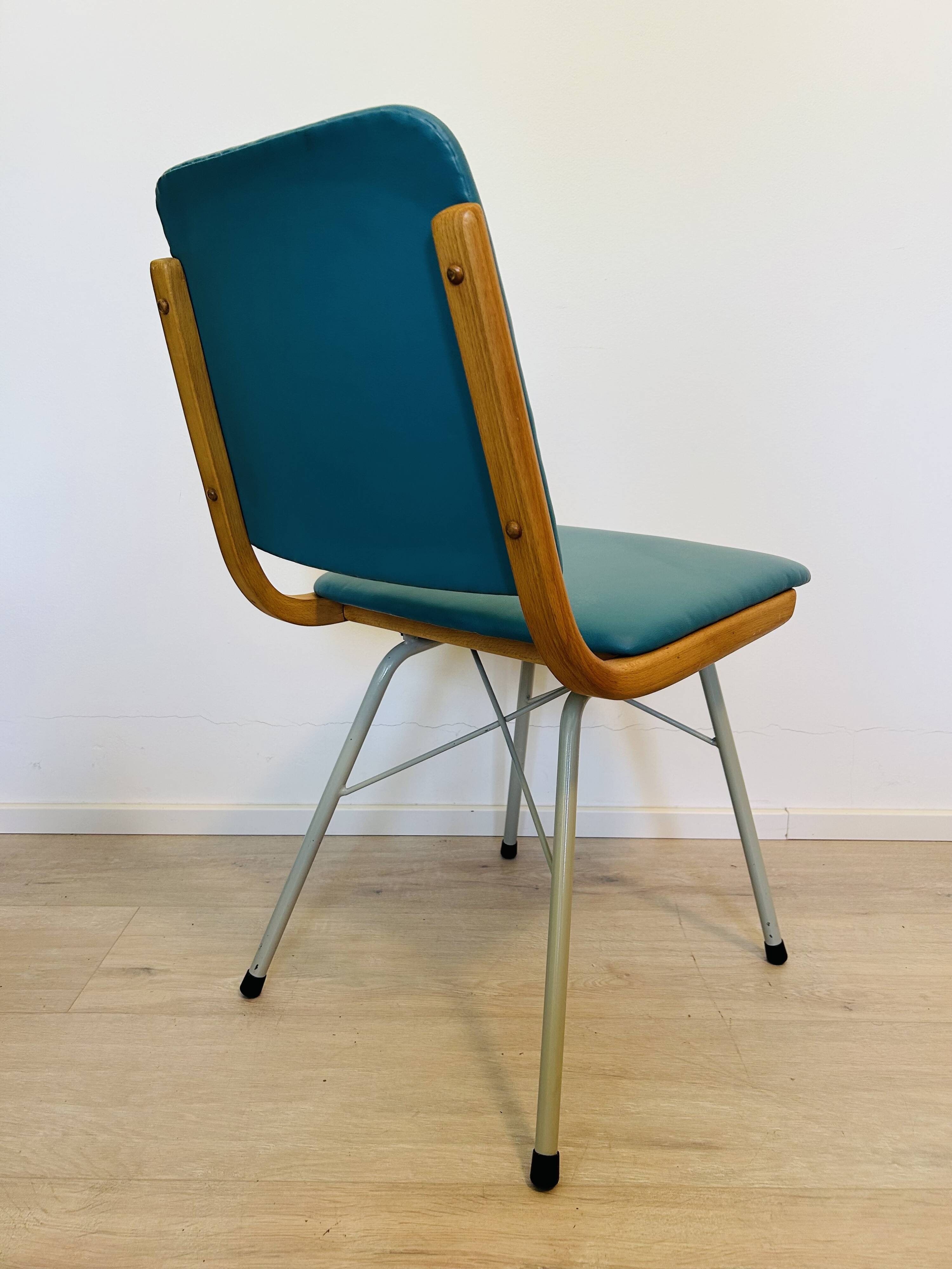 Vintage Turquoise Dining Chair by TON, from Czechoslovakia 1960’s