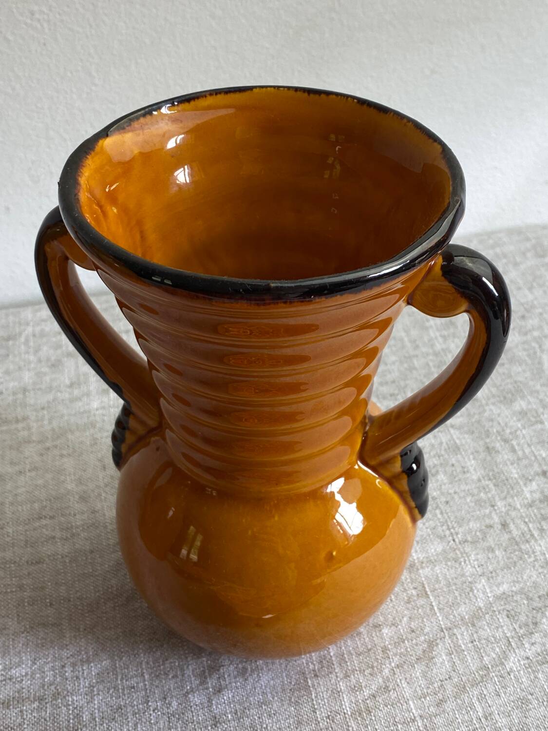 Vallauris ceramic pitcher, vase and bowls