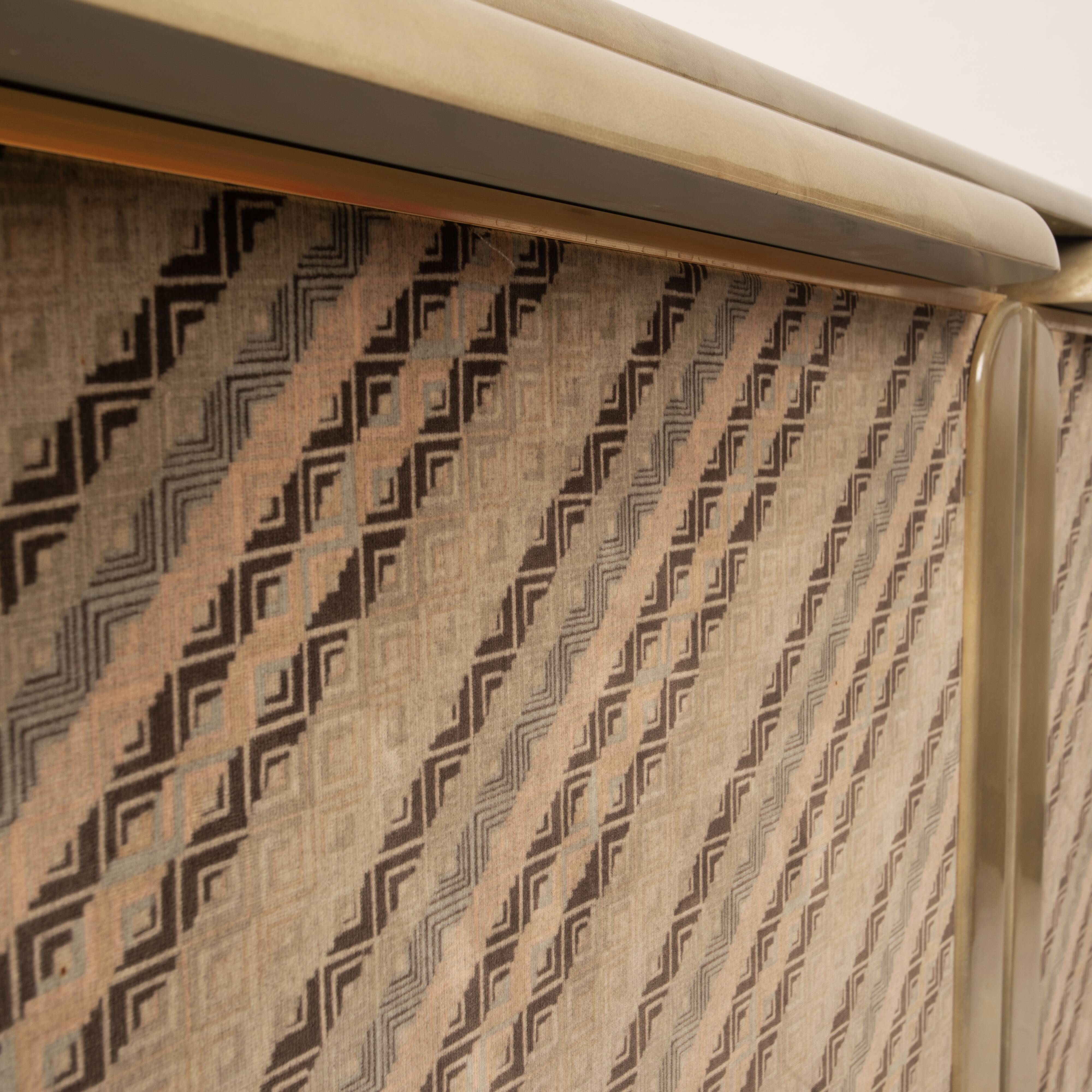 Sideboard in parchment and Missoni fabric by Angelo Mazzola for Salpol, 1980