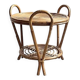 Vintage Sculptural Two-Tier Rattan Side Table with Loop Handles, Japan, 1970s