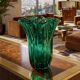 1970s Michielotto Emerald Green Fazzoletto Murano Glass Vase — Italian Vint