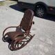 Rocking-chair vintage western wood and brown leather
