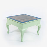 Square solid wood coffee table with curved legs