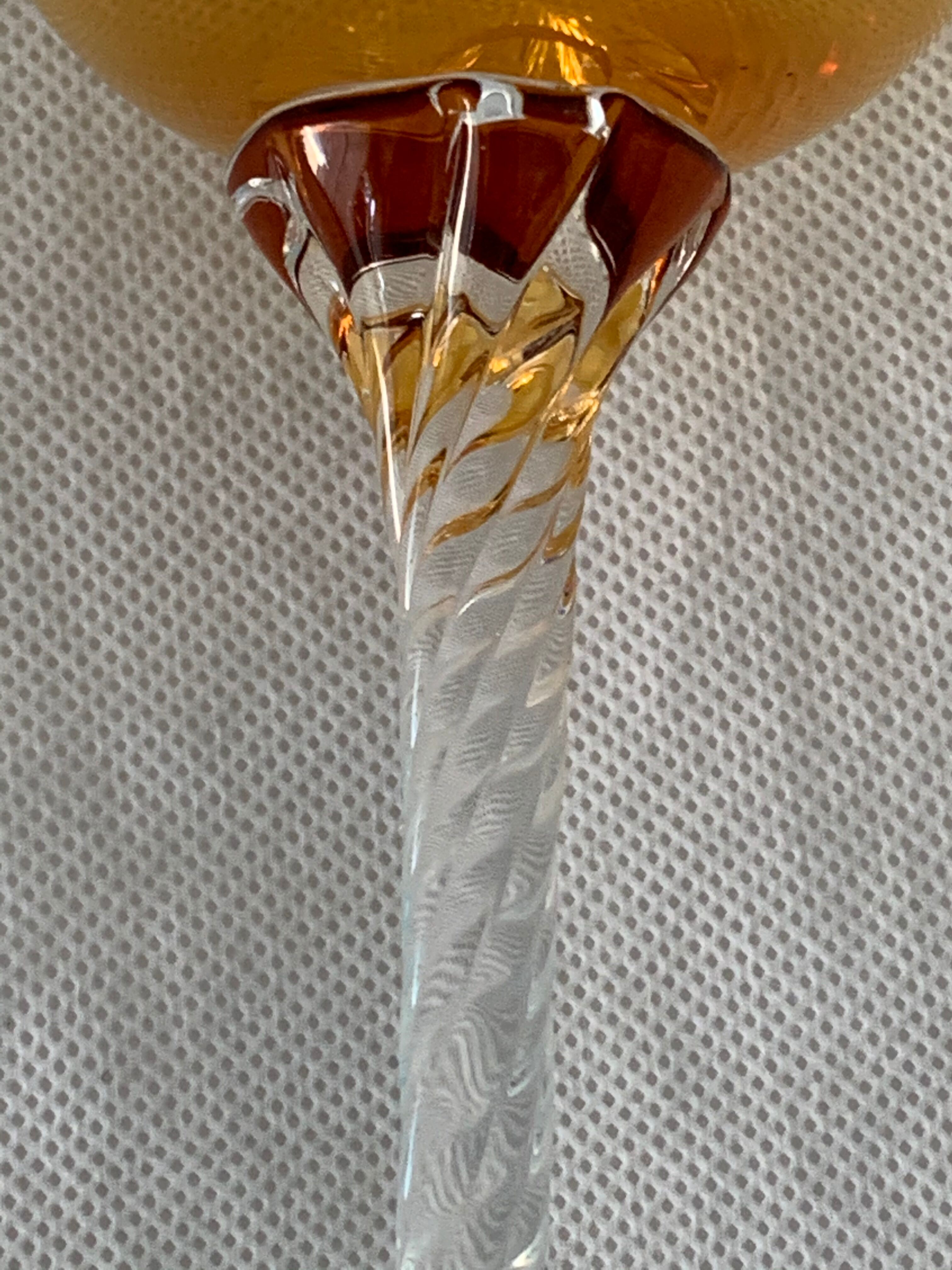 Set of 6 murano 1970 colored digestive glasses