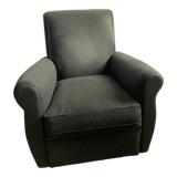 Club chair reupholstered green loden fabric