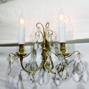 2-light bronze and crystal wall lamp