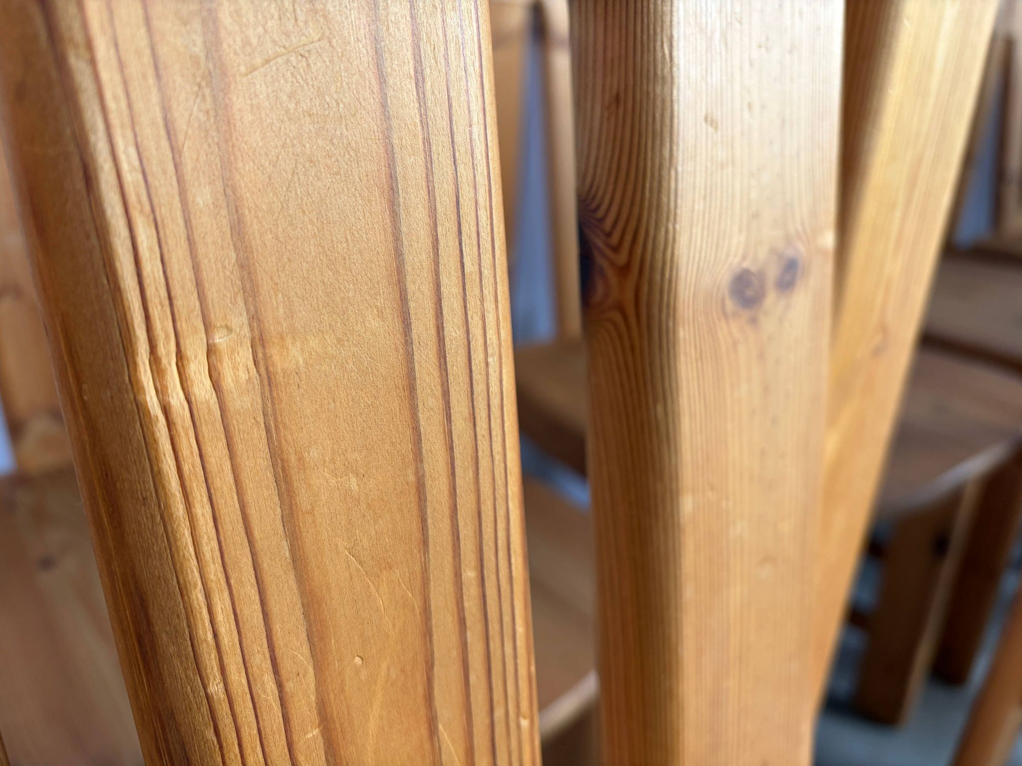Set of 10 pine wood dining chairs by Effezeta Italy, 1970s