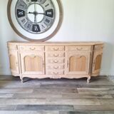 Low buffet in renovated solid cherry wood – Revisited Louis XV style – 250 cm