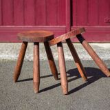 Pair of vintage stools, wooden stool, tripod stool, plant holder